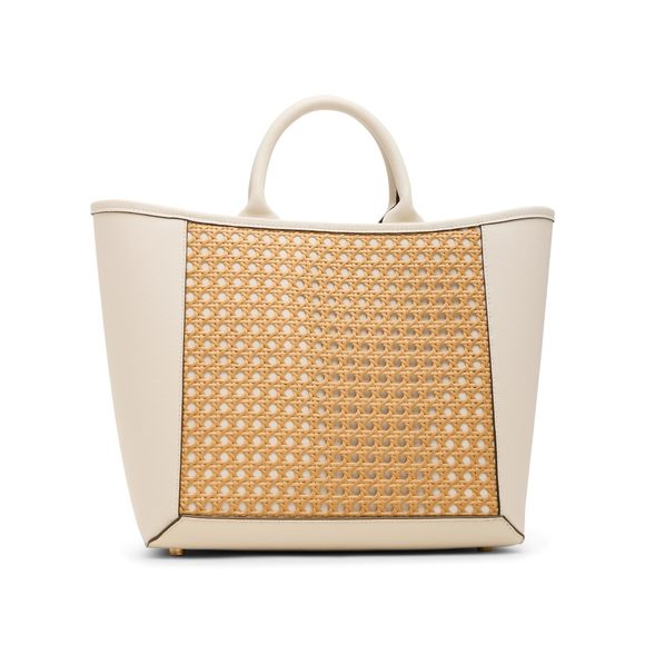 Caning Medium Tote With Detachable Strap, Parchment C ;) - Picture 1 of 5